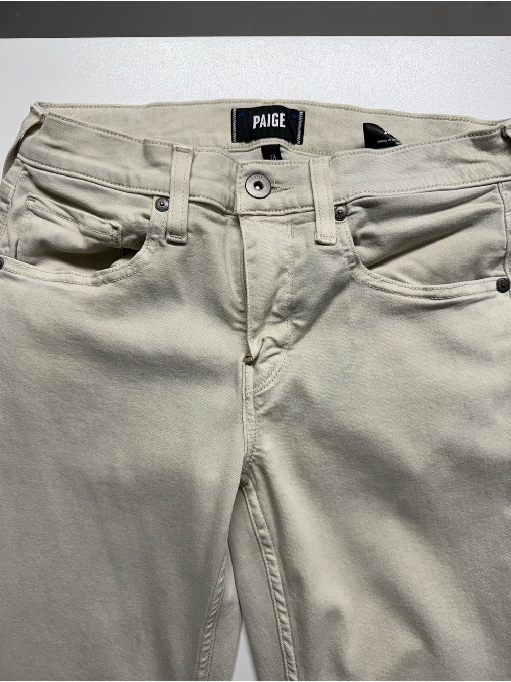 PAIGE Men's Light Cream Slim Jeans